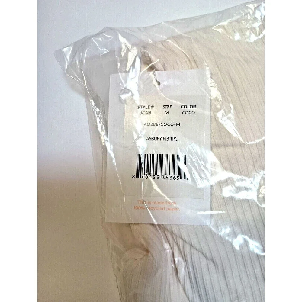 Andie Swim The Asbury One Piece Swimsuit Size Medium Ribbed Coco White Beach